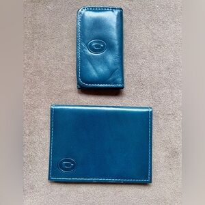 Vintage Blue Amity Leather Wallet & Key Holder Set NEW